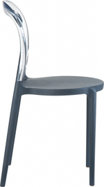 Стул пластиковый Siesta Contract Mr Bobo, темно-серый, прозрачный