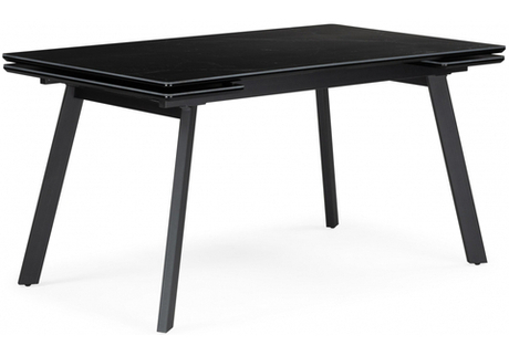 Керамический стол Woodville Норман 140(200)х80 черный мрамор shakespeare black, черный, ножки черные