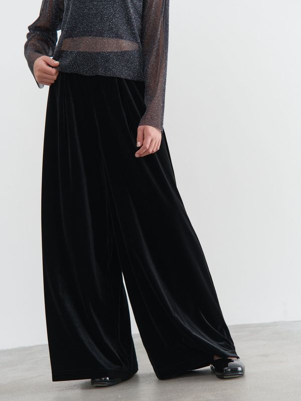 Брюки палаццо из бархата 