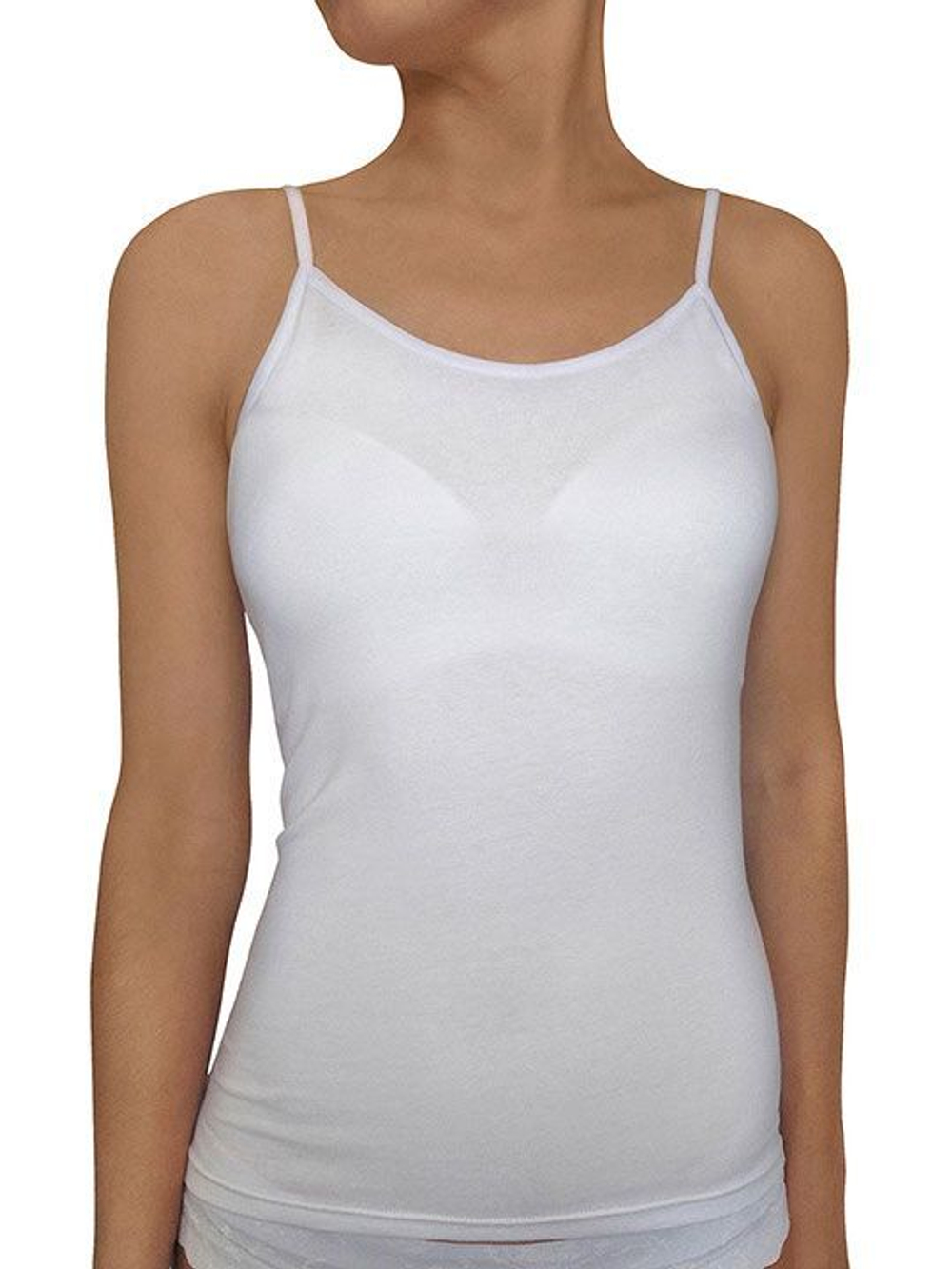 Женская майка на узких бретелях из эко-хлопка (Размер: XXL) (Цвет: серый)