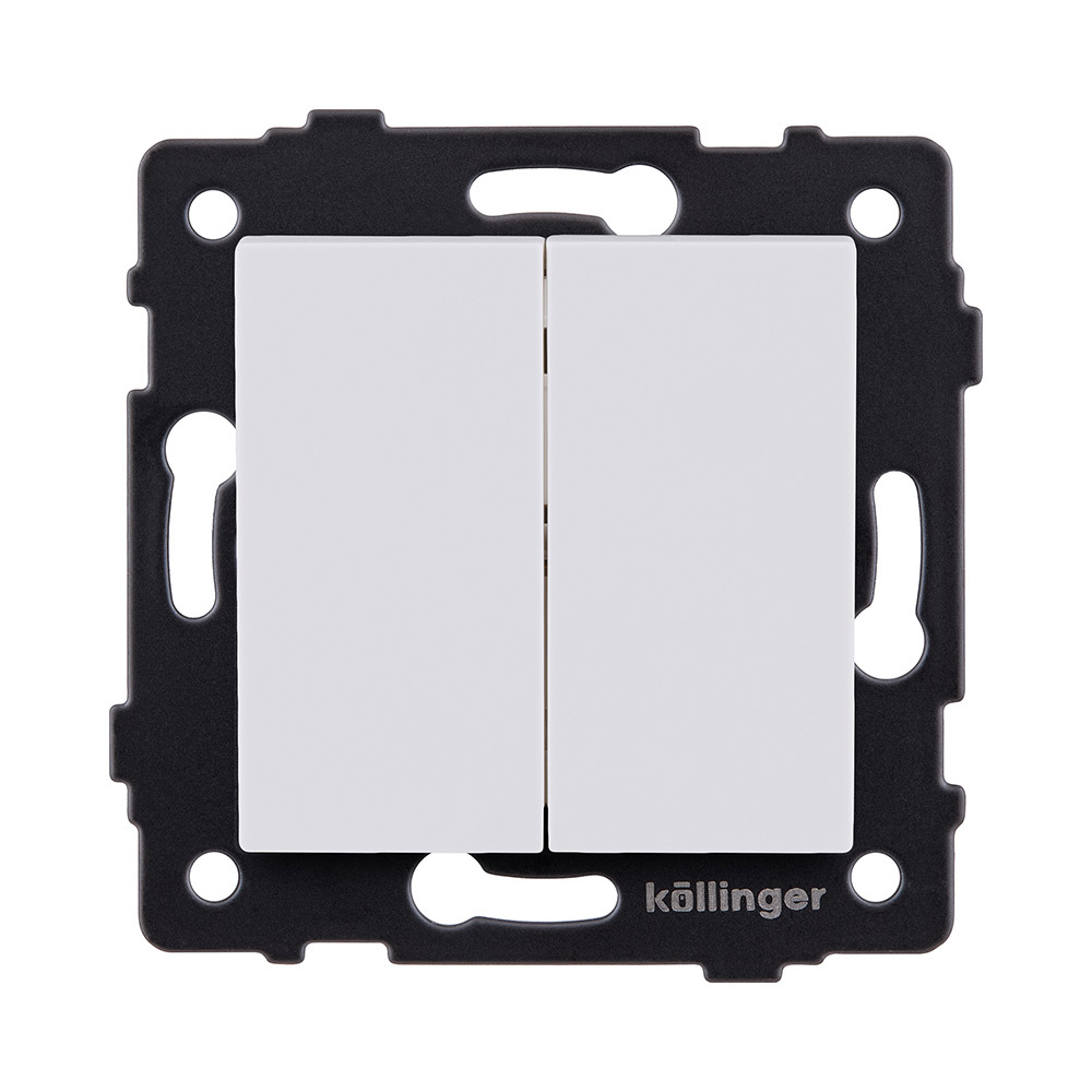 Выключатель кнопочный 2-клавишный 10А/250В, белый матовый Kollinger REA-S-011WM для Aspekt, Eleganz, Reflex