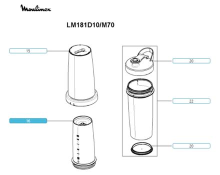 Стакан для блендера Moulinex/Tefal MS-651445