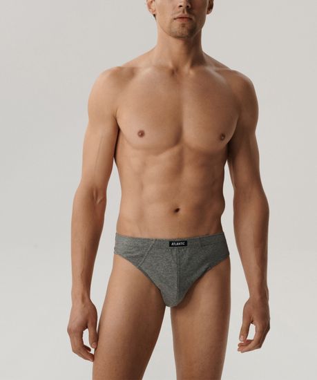 Мужские трусы (3шт) слипы спорт Atlantic 3BMP-322, хлопок, черный + серый меланж + темно-серый меланж