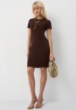 Платье трапеция коричневое