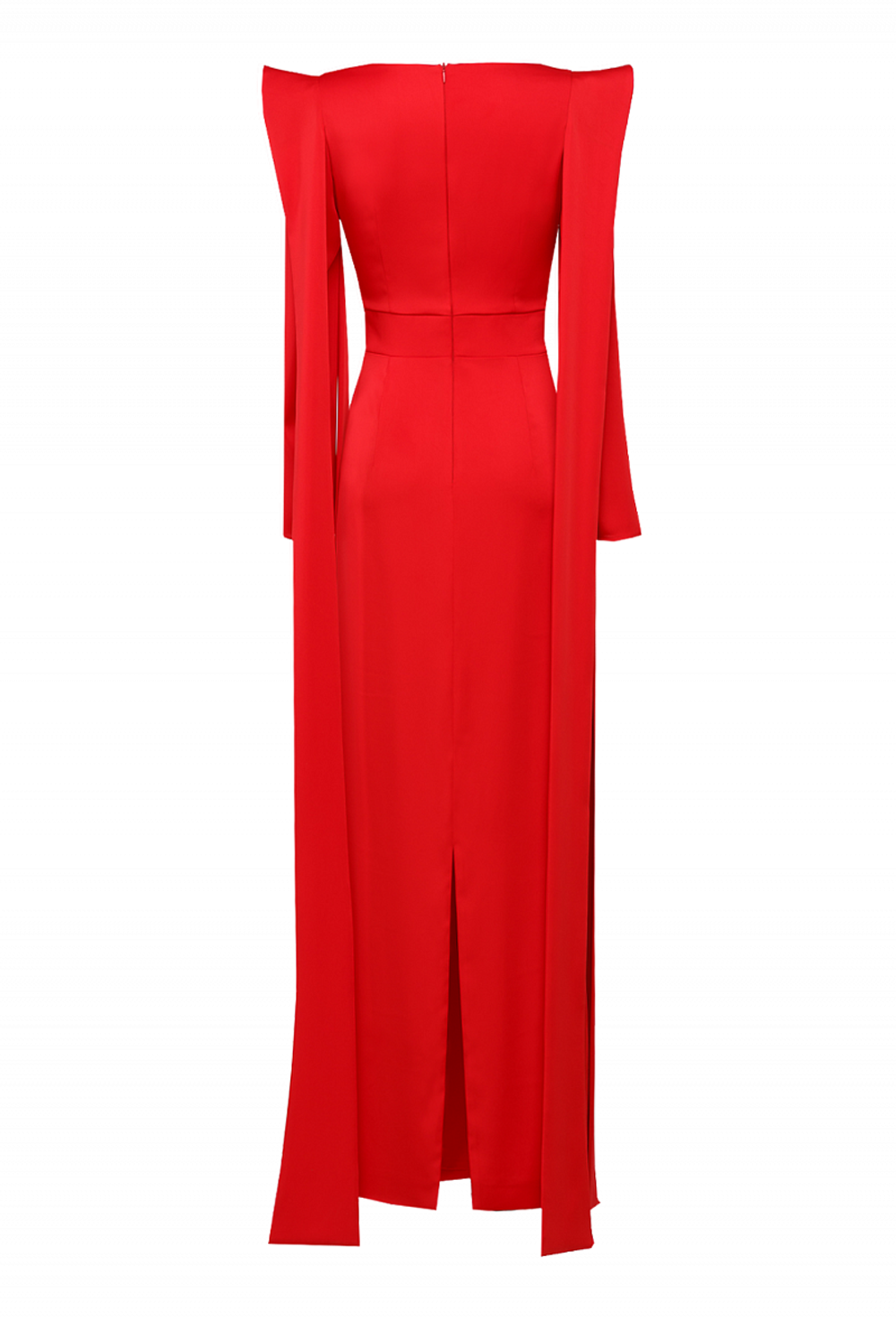 Вечернее платье красное с крылышками по окату рукава 34 -19FW