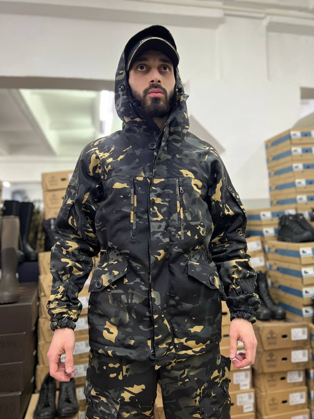 Костюм Горка 6 флис лайт / осень-зима / чёрный мультикам 1