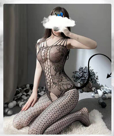 Кружевное боди с доступом One Size (40-44) (Цвет: черный)