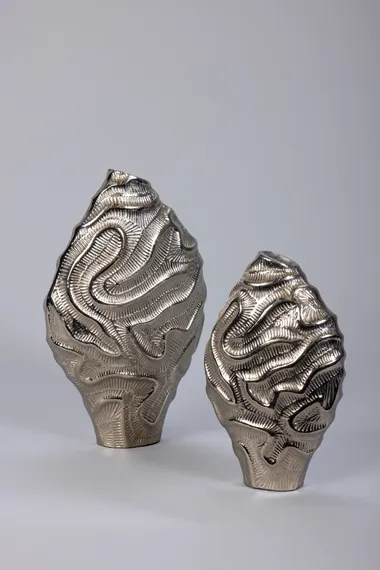 Ваза для цветов фигурная большая серебро