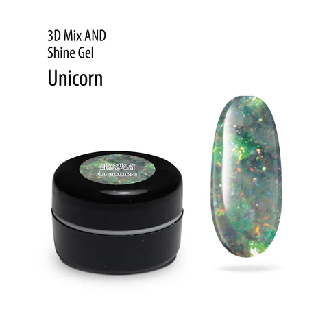 3D Mix&Shine Gel PNB 01 Unicorn/Гель для дизайна с блестками и поталью PNB 01 Единорог