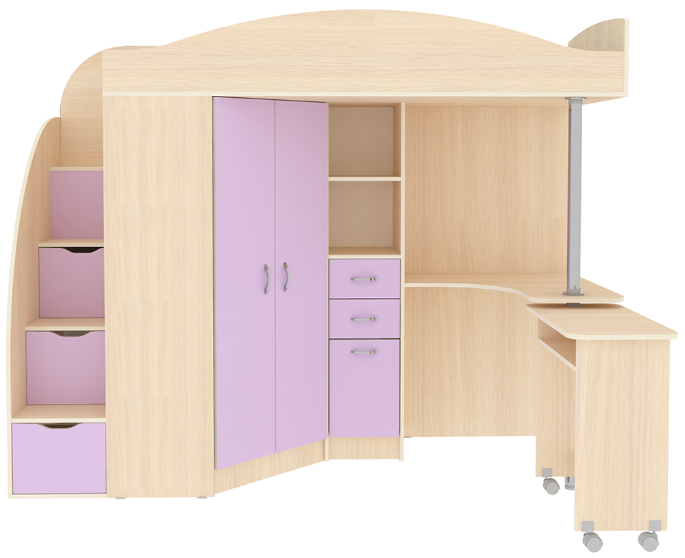 Кровать-чердак КарИВи Юниор 4  Дуб Молочный Ирис