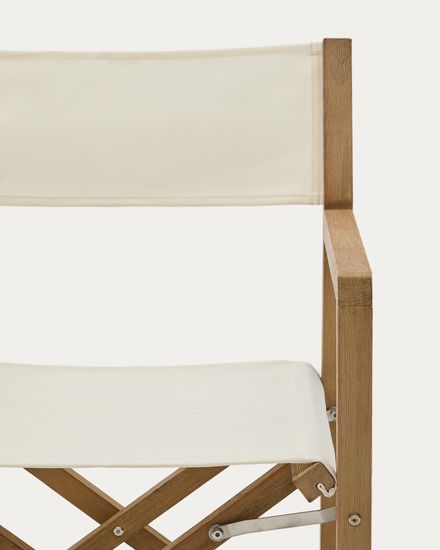 Складной стул Vilara для улицы из акации и ткани белого цвета