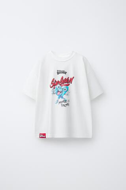 ZARA ФУТБОЛКА С ПРИНТОМ SIX SEVEN SKIFIDOL ITALIAN BRAINROT™, БЕЛЫЙ