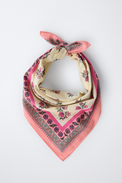 ZARA БАНДАНА С ЦВЕТОЧНЫМ ПРИНТОМ ЭКРЮ