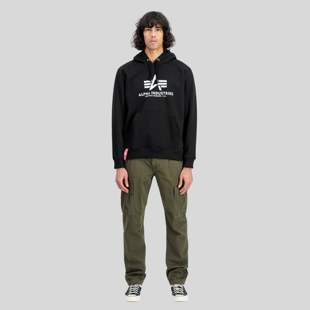 Толстовка Alpha Industries Basic Big Logo Hoodie (Чёрная)