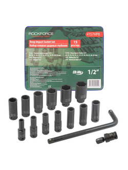 Набор головок ударных 1/2'',15пр. RockForce##Rock FORCE RF-4157MPB