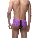 Мужские фиолетово-черные трусы с пикантной шнуровкой (Размер: L-XL) (Цвет: фиолетовый с черным)