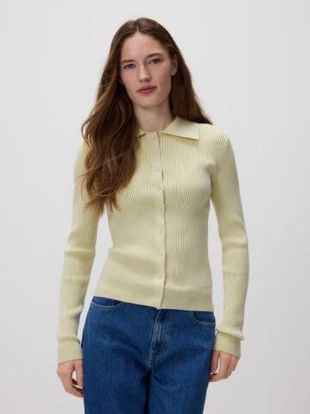 RESERVED Кардиган с воротником, свето-зеленый