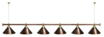 Лампа STARTBILLIARDS 6 пл. (плафоны зеленые,штанга золотая,фурнитура золото)