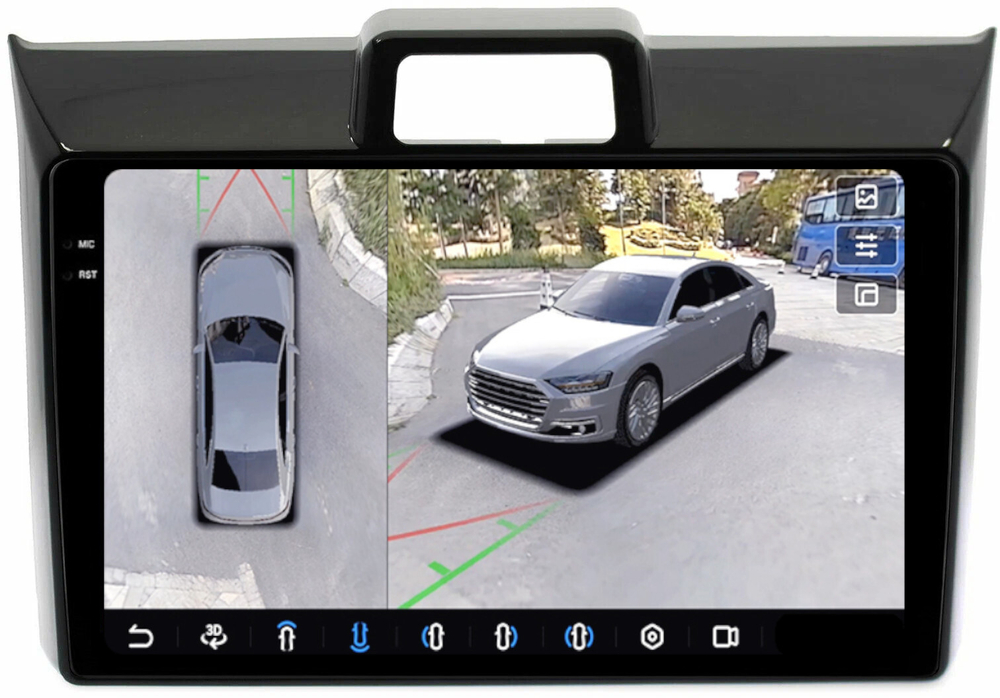 Магнитола для Toyota Corolla Axio 2, Fielder 3 2012-2023 - FarCar BX9-360-9545 монитор 9.5" 2K QLED на Android 13, 6Гб+128Гб, CarPlay, 4G SIM-слот, 4 камеры в комплекте