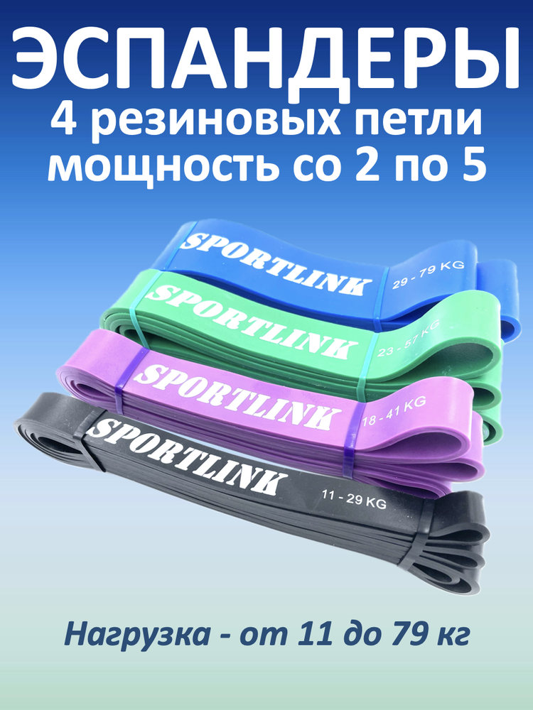 Набор из 4 резиновых петель (11 - 79 кг)