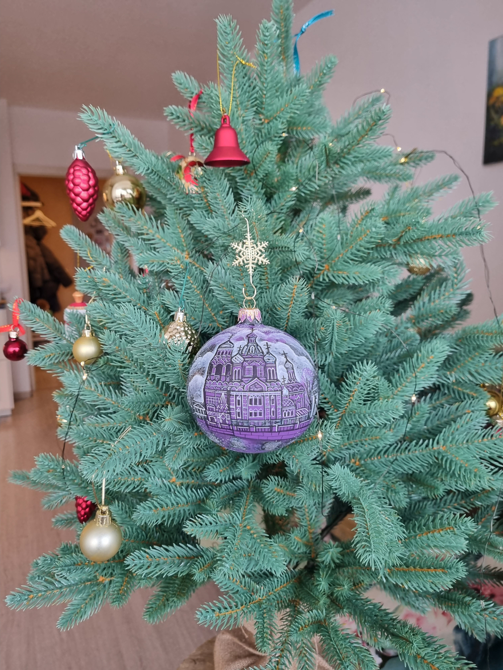 Шар стеклянный "Спас на крови",  ручная роспись