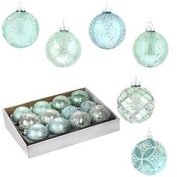 GAEM Украшение новогоднее Шар "Веселые ребята в бирюзовом" (блок 12 шт), D8 см, L36 W28 H11 см, 6в.
