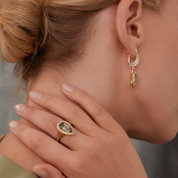 Серьги С Аметистом и Бриллиантами, Эмаль, E0143-21/1