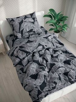 Постельное белье полисатин Simple House "Fern" 1,5-сп Наволочка 70х70 см 1 шт Простынь на резинке 90x200 см Пододеяльник 145x215 см