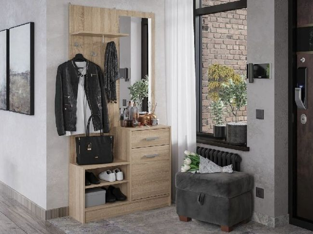 Прихожая "Дебора" 900x1840x292, цвет дуб сонома, сборка универсальная