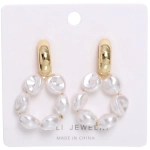 Серьги из гиппоалергенного металла с иск. жемчугом «ПАЛУМНА», цвет золото и серебро, 3*2,5см