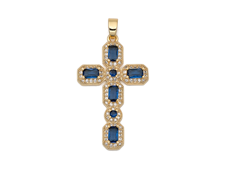 Подвеска "Крест" 35мм, с кристаллами