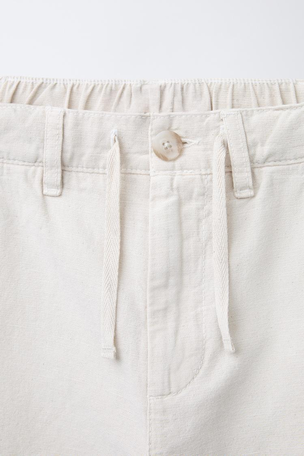 ZARA ПРЯМЫЕ БРЮКИ ИЗ ХЛОПКА И ЛЬНА, ЭКРЮ