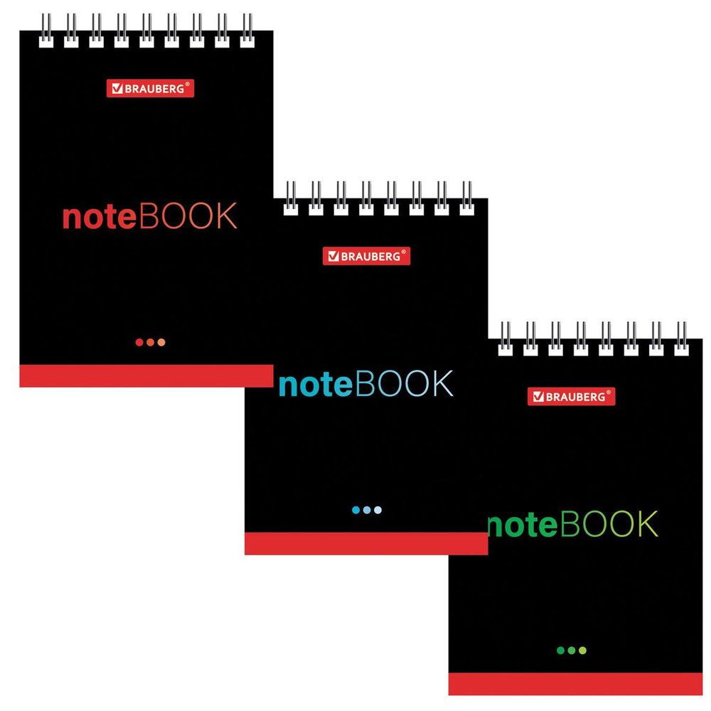 Блокнот малый формат А7, 75х105мм, 40л, гребень, картон, клетка "Черный стиль" (BRAUBERG)