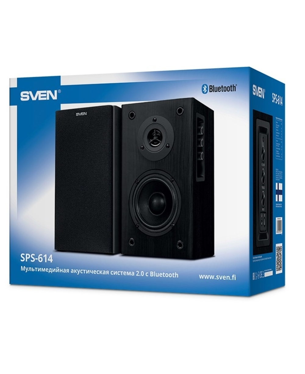 Колонки SVEN SPS-614, чёрный, акустическая система 2.0, мощность 2x20 Вт(RMS), Bluetooth
