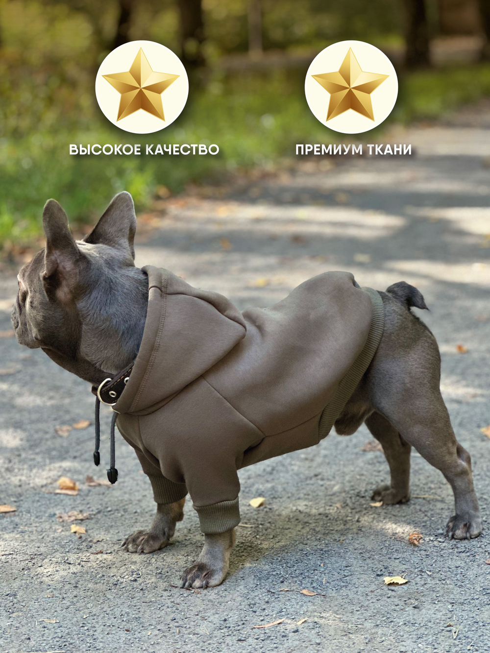 Толстовка для собак пород французского бульдога, мопса, голубой,M