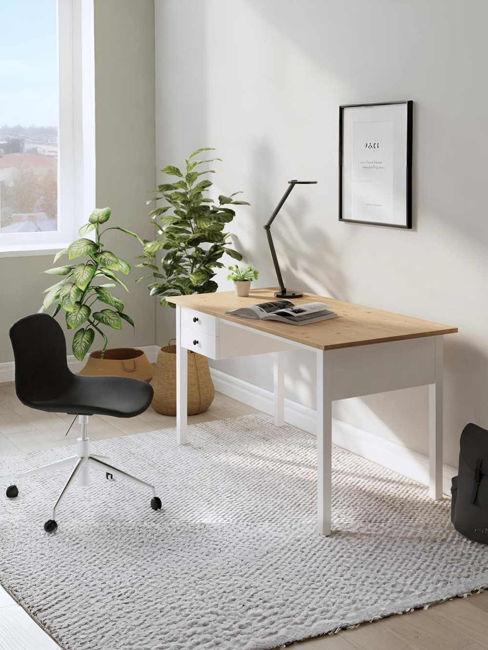 IKEA Письменный стол HEMNES,155*65*74, белый-коричневый, КЫМОР (ХЕМНЭС ИКЕА)