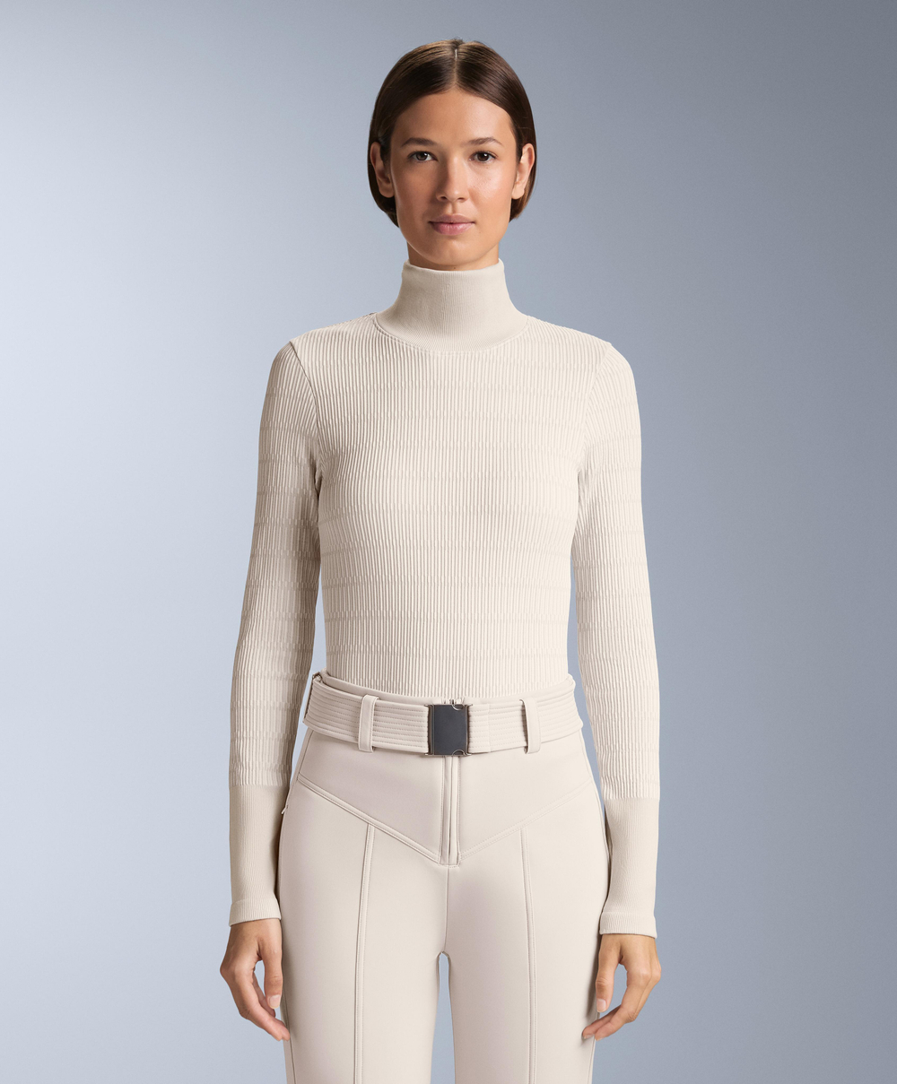 Oysho Бесшовная термофутболка с геометрическим узором Base Layer, светлый серо-коричневый