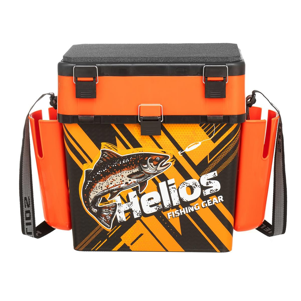 Ящик рыболовный зимний Helios FishBox TROUT с карманами, Оранжевый