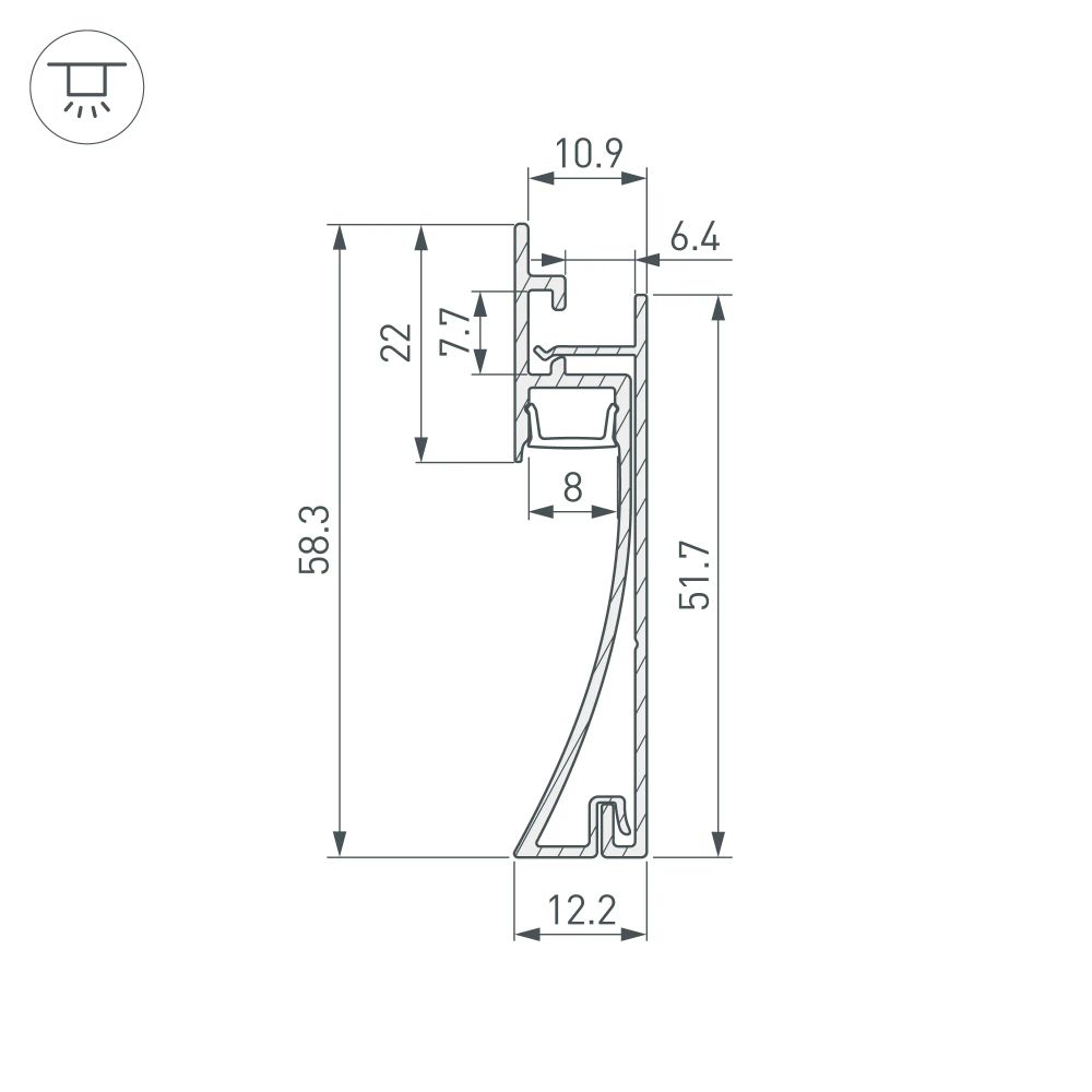 Профиль PLINTUS-H58-F-2000 WHITE (Arlight, Алюминий) 045297
