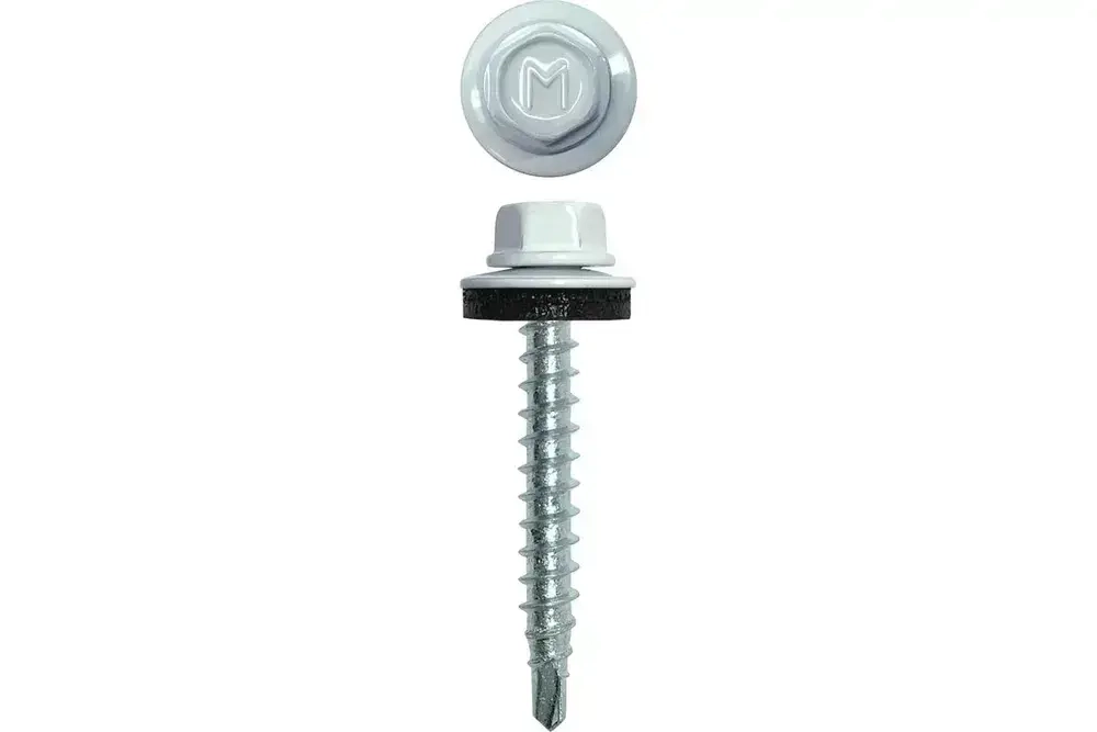 Саморез кровельный с шайбой EPDM, уменьшенное сверло, RAL 9003 4,8*35 (250 шт.) "BEFAST"