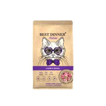 Сухой корм для стерилизованных кошек Best Dinner Cat Adult Holistic Sterilized 1,5кг ягненок с базиликом сухой