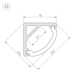 Профиль ARH-KANT-H10-2000 ANOD (Arlight, Алюминий) 036321