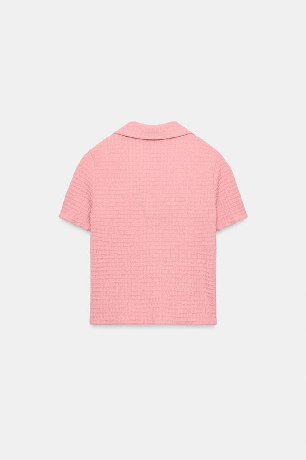 ZARA УКОРОЧЕННЫЙ ЖАКЕТ ИЗ РЕЛЬЕФНОЙ ТКАНИ, ПЫЛЬНЫЙ РОЗОВЫЙ