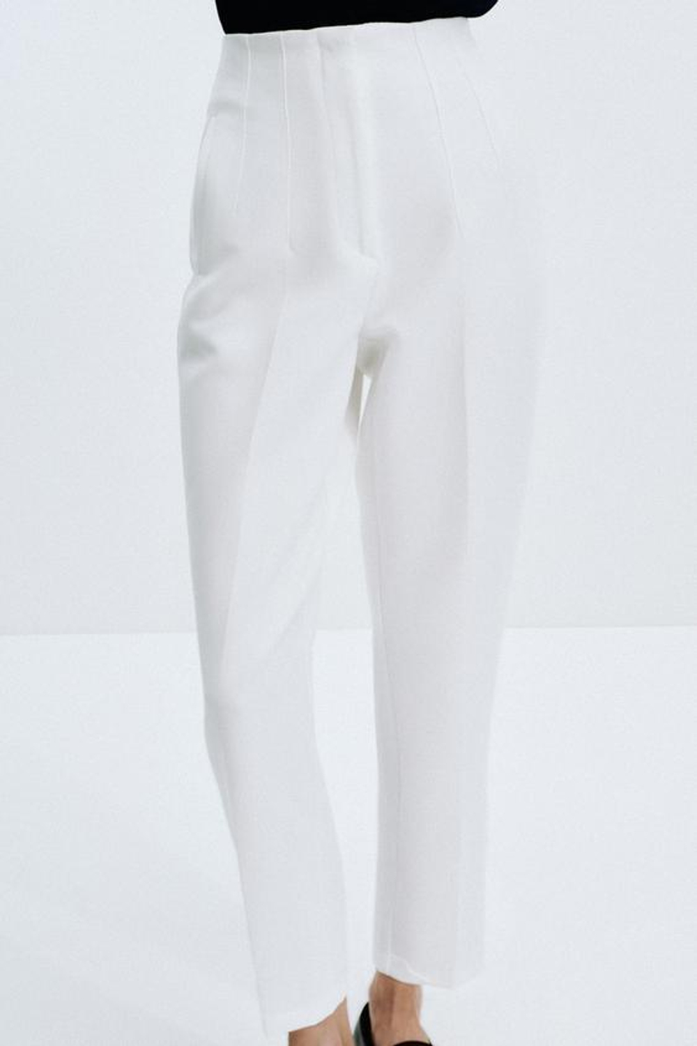 ZARA БРЮКИ С ВЫСОКОЙ ПОСАДКОЙ, БЕЛЫЙ