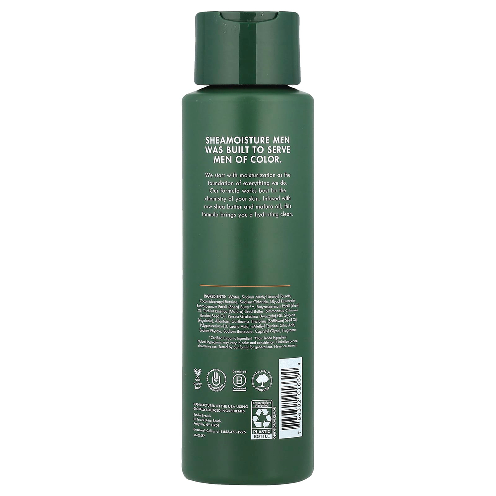 SheaMoisture, Для мужчин, необработанное масло ши и масло мафуры, увлажняющий гель для душа, 444 мл (15 жидк. унц.)