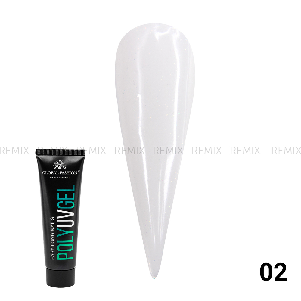 Polygel with shimmer (Полигель с шиммером) Global Fashion 30 г 02 молочный