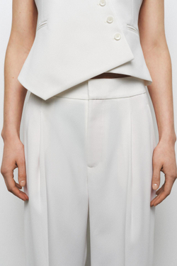 ZARA ШИРОКИЕ БРЮКИ С ЗАЩИПАМИ — ZW COLLECTION, ЭКРЮ