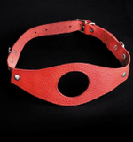 Красный кожаный кляп с отверстием (Цвет: красный)