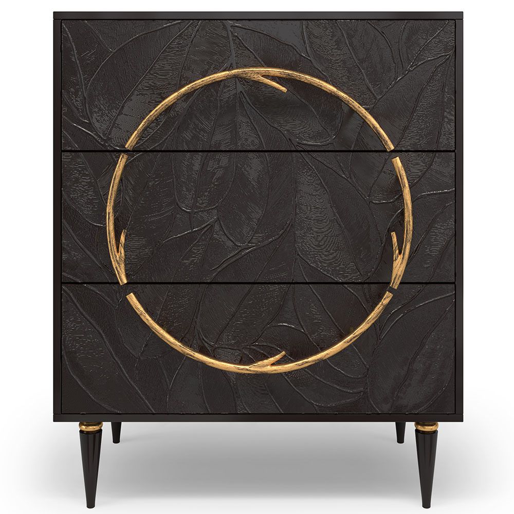 Комод Арт Колор leaves Классик Голд с 3 ящиками Терпкий коричневый