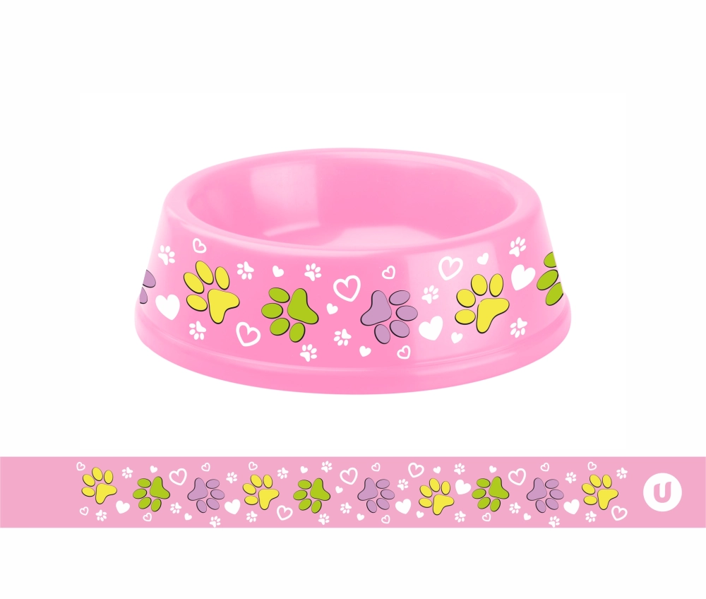 Миска пластиковая «МОЙ БРО - Лапки царапки!, цвет розовый , 21*6,5см (логотип на миске) 700мл